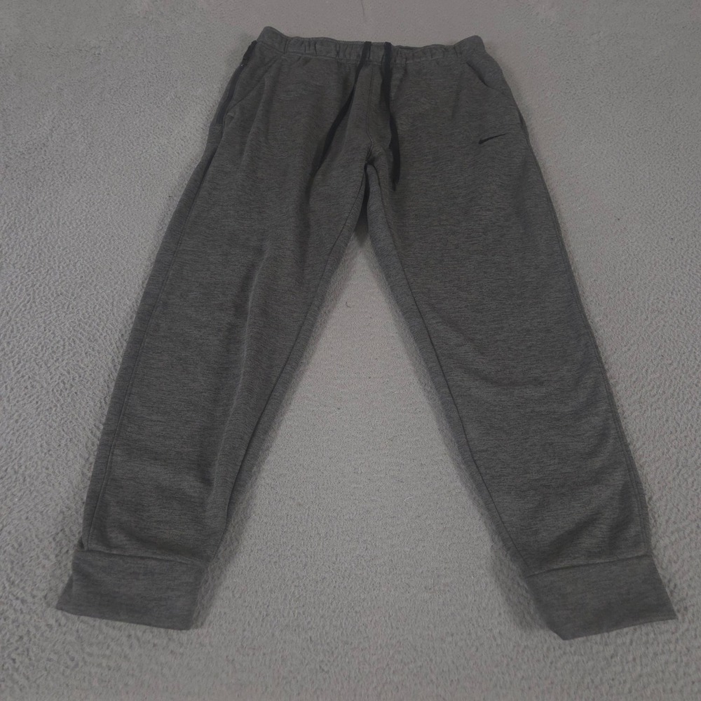 Nike Sweatpants Mens Large Grey Therma-FIT Tapered Fitness Pants Heather Fleece